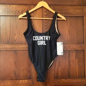 Ravesuits Country Girl One Piece Swimsuit Black XS